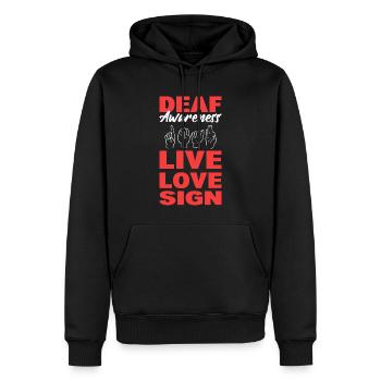 Deaf Awareness Live Love Sign Sprachenpathologe - Männer Premium Bio Hoodie - Schwarz - Vorne - Nico (187cm)