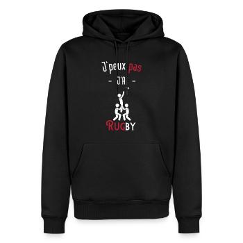 J'peux pas j'ai rugby - Sweat à capuche Premium bio Homme - noir - Devant - Nico (187cm)
