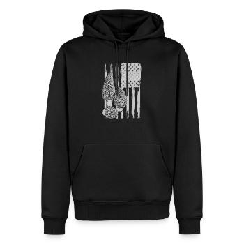Mushroom Hunter USA Flag American Flag - Men’s Premium Organic Hoodie - black - Front - Nico (187cm)