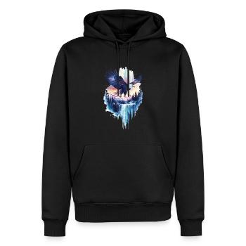 Adler - Männer Premium Bio Hoodie - Schwarz - Vorne - Nico (187cm)