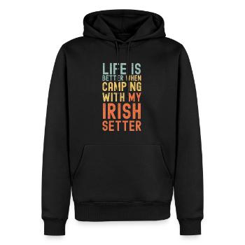 Irish Setter Camping rétro vintage - Sweat à capuche Premium bio Homme - noir - Devant - Nico (187cm)