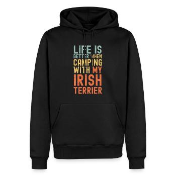 Irish-Terrier Camping rétro vintage - Sweat à capuche Premium bio Homme - noir - Devant - Nico (187cm)