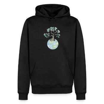 Bäume sind unsere Welt - Naturschutz Motiv - Männer Premium Bio Hoodie - Schwarz - Vorne - Nico (187cm)