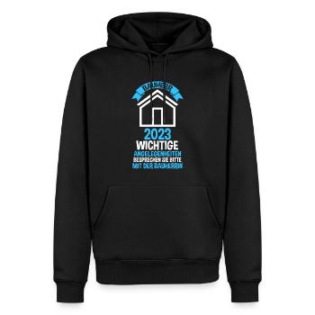 Bauherr 2023 Hausbau Baubeginn Geschenk - Männer Premium Bio Hoodie - Schwarz - Vorne - Nico (187cm)