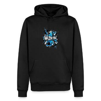 Watzmann Graffiti in Blue - Design for Trendsetters - Men’s Premium Organic Hoodie - black - Front - Nico (187cm)