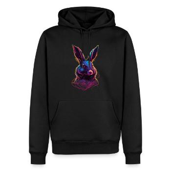 Hase Synthwave 80 s Geschenk - Männer Premium Bio Hoodie - Schwarz - Vorne - Nico (187cm)