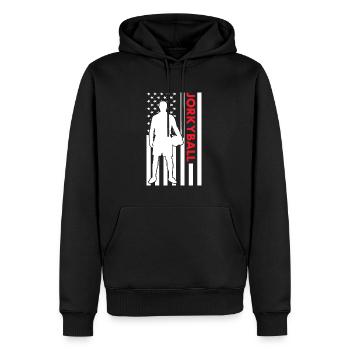 Sport Us Flag Jorkyball - Männer Premium Bio Hoodie - Schwarz - Vorne - Nico (187cm)