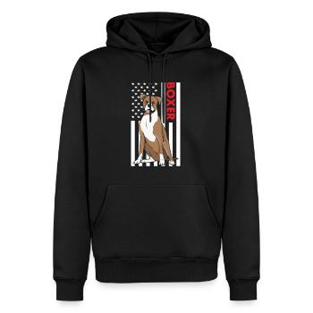 Boxer Us Flag - Männer Premium Bio Hoodie - Schwarz - Vorne - Nico (187cm)