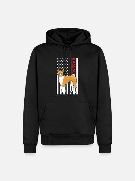 Dog Basenji Us Flag - Men’s Premium Organic Hoodie - black