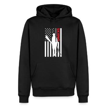 Sport Us Flag Skiing - Männer Premium Bio Hoodie - Schwarz - Vorne - Nico (187cm)