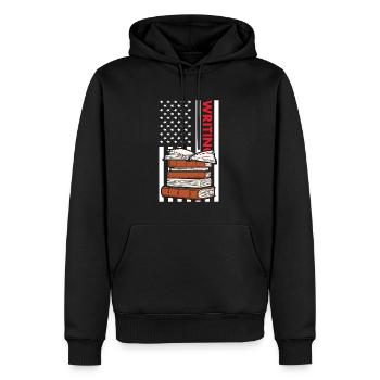 Écrivain Nous Flag Écriture - Sweat à capuche Premium bio Homme - noir - Devant - Nico (187cm)