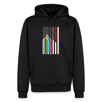 Drawer Us Flag Drawing - Männer Premium Bio Hoodie - Schwarz - Vorne - Nico (187cm)