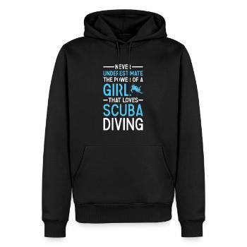Scuba Diver Never Underestimate The Power Of Girl - Männer Premium Bio Hoodie - Schwarz - Vorne - Nico (187cm)