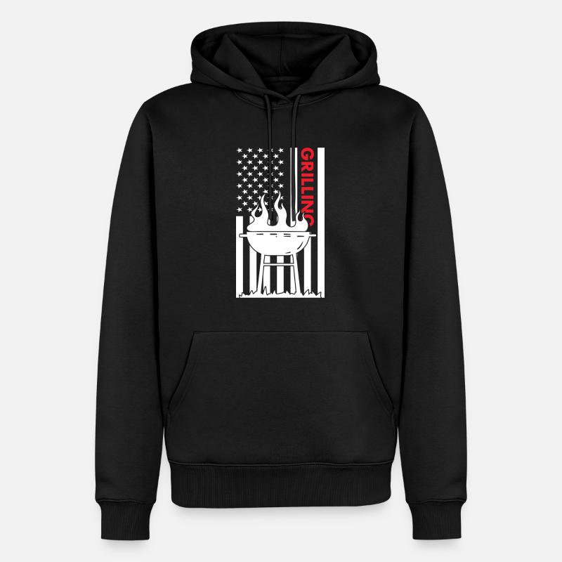 Griller Drapeau Américain Grillades - Sweat à capuche Premium bio Homme - noir