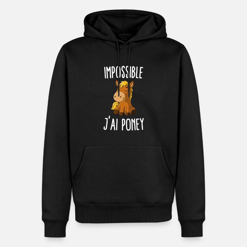 Impossible j'ai poney - Sweat à capuche Premium bio Homme - noir