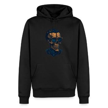 Illustration de crâne de Pop Art - Sweat à capuche Premium bio Homme - noir - Devant - Nico (187cm)