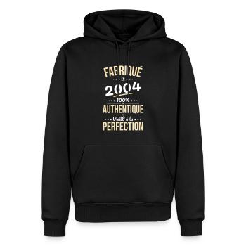 Anniversaire 20 ans - Fabriqué en 2004 - Sweat à capuche Premium bio Homme - noir - Devant - Nico (187cm)