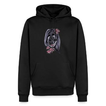 Frau mit Maske - Männer Premium Bio Hoodie - Schwarz - Vorne - Nico (187cm)