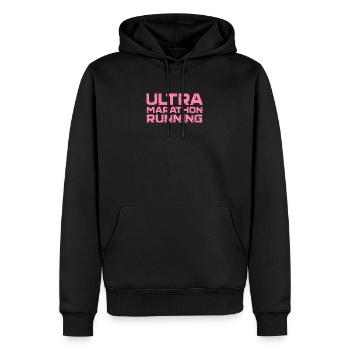 Ultramarathon courses Ultra-coureurs - Sweat à capuche Premium bio Homme - noir - Devant - Nico (187cm)