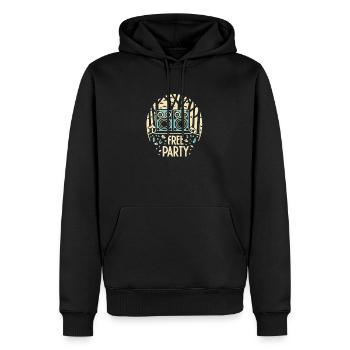 Free Party 2 - Sweat à capuche Premium bio Homme - noir - Devant - Nico (187cm)