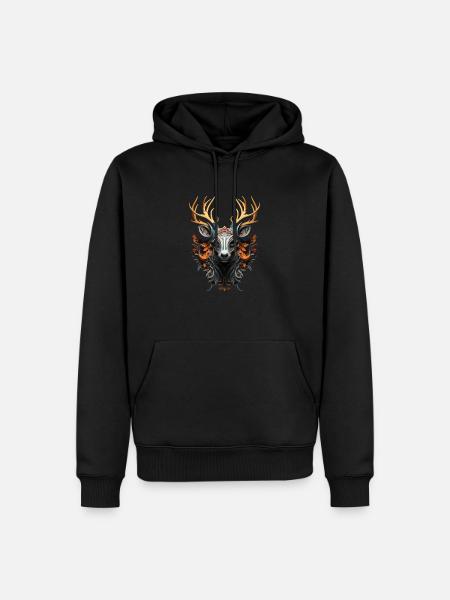 Hirsch Krafttier Tracht Dorffest für Dorfkinder - Männer Premium Bio Hoodie - Schwarz