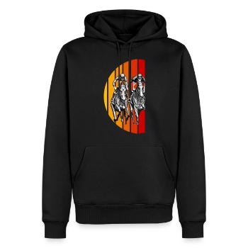 Pferderennen Vintage Zeichnung Sonnenuntergang - Männer Premium Bio Hoodie - Schwarz - Vorne - Nico (187cm)