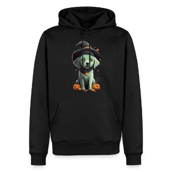 Süßer Halloween Hexen Hund Welpe Hunde Design - Männer Premium Bio Hoodie - Schwarz - Vorne - Nico (187cm)
