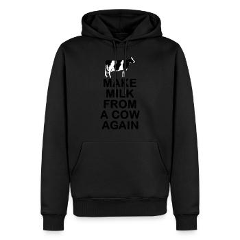 Refaire du lait d’une vache - Sweat à capuche Premium bio Homme - noir - Devant - Nico (187cm)