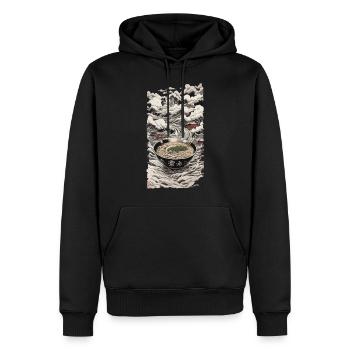 Japan Ukiyo-E Ramen Streetwear Retro Design - Men’s Premium Organic Hoodie - black - Front - Nico (187cm)
