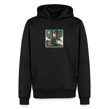 Too Much Perspective........Amelia - Men’s Premium Organic Hoodie - black - Front - Nico (187cm)