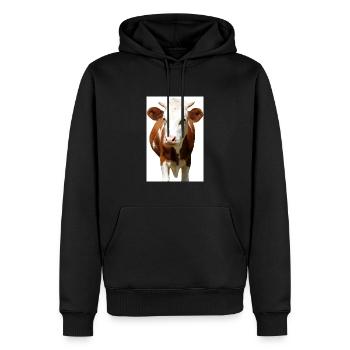 Kuh Poster - Männer Premium Bio Hoodie - Schwarz - Vorne - Nico (187cm)
