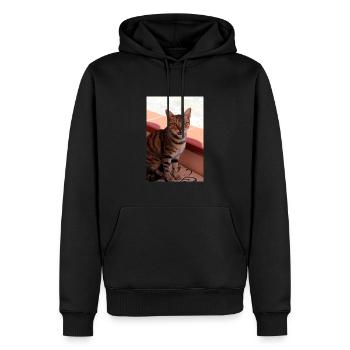 chat, chaton - Sweat à capuche Premium bio Homme - noir - Devant - Nico (187cm)