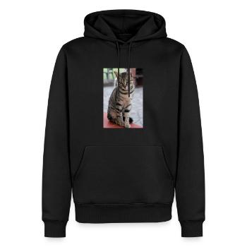 chat, chaton - Sweat à capuche Premium bio Homme - noir - Devant - Nico (187cm)