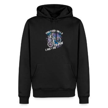 Du brauchst Mut um zu fahren wie ich Mountainbike - Männer Premium Bio Hoodie - Schwarz - Vorne - Nico (187cm)