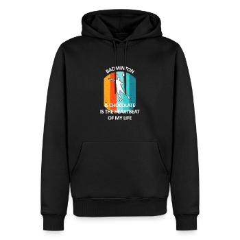 Badminton Badminton Badminton Player Chocolat - Sweat à capuche Premium bio Homme - noir - Devant - Nico (187cm)
