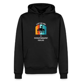 Physiotherapeut Humorvoll Geschenk Spruch Lustig - Männer Premium Bio Hoodie - Schwarz - Vorne - Nico (187cm)
