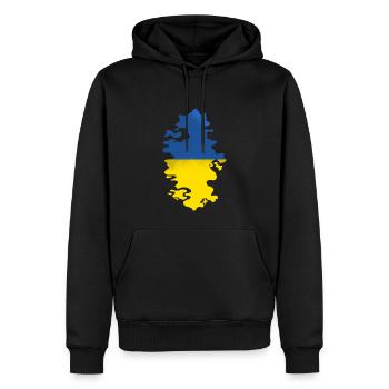 Drapeau de l’Ukraine Vintage Drapeau ukrainien d’occasion Look - Sweat à capuche Premium bio Homme - noir - Devant - Nico (187cm)