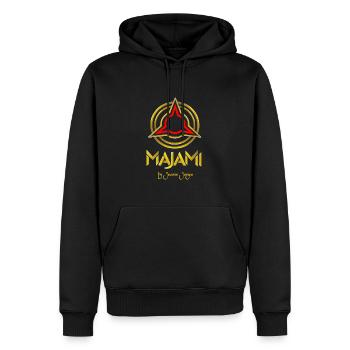 MAJAMI by Jasmin Jangra - Men’s Premium Organic Hoodie - black - Front - Nico (187cm)