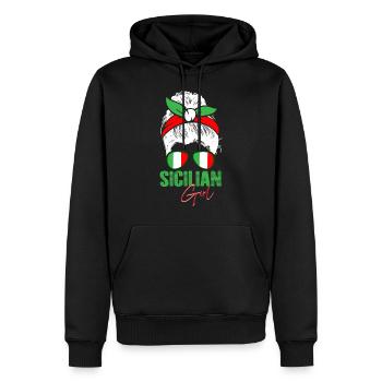 Sicile Fille Femme Sicilienne Italie - Sweat à capuche Premium bio Homme - noir - Devant - Nico (187cm)