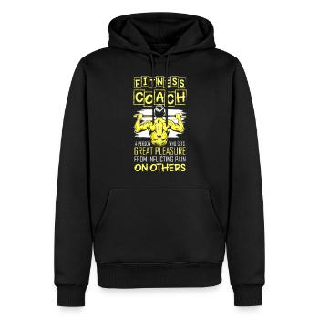 Fitness Trainer Développé couché - Sweat à capuche Premium bio Homme - noir - Devant - Nico (187cm)