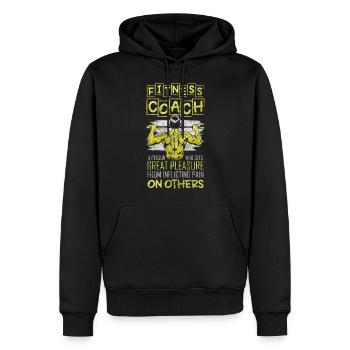 Fitness Gym Pompes Athlètes - Sweat à capuche Premium bio Homme - noir - Devant - Nico (187cm)