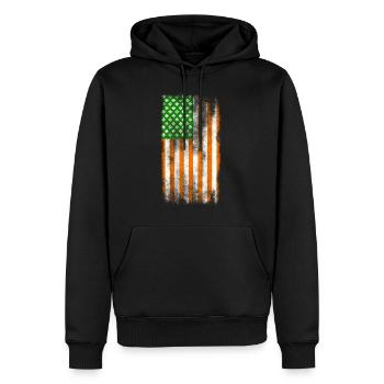 Drapeau irlandais américain de St Patricks lavé Vertical - Sweat à capuche Premium bio Homme - noir - Devant - Nico (187cm)