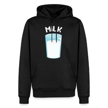Verre de lait - Sweat à capuche Premium bio Homme - noir - Devant - Nico (187cm)