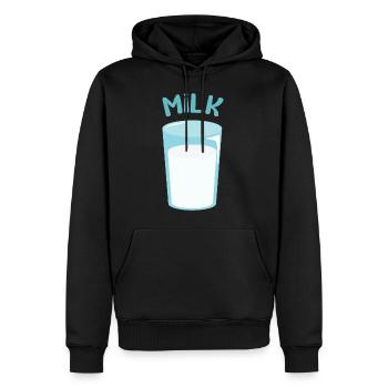 Verre de lait - Sweat à capuche Premium bio Homme - noir - Devant - Nico (187cm)