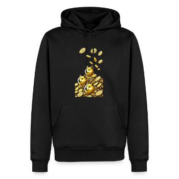 Goldener Doge-Regen Design - Männer Premium Bio Hoodie - Schwarz - Vorne - Nico (187cm)