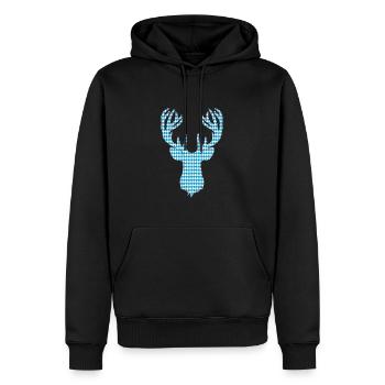 Bayrischer Hirsch mit Hörner als Patches - Männer Premium Bio Hoodie - Schwarz - Vorne - Nico (187cm)