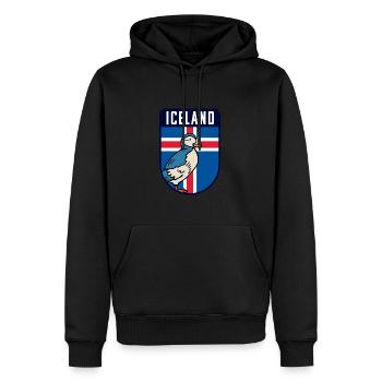 Island Flagge mit Papageientaucher - Iceland Puffin - Männer Premium Bio Hoodie - Schwarz - Vorne - Nico (187cm)