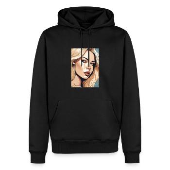 Blonde schöne Frau Blondine - Männer Premium Bio Hoodie - Schwarz - Vorne - Nico (187cm)