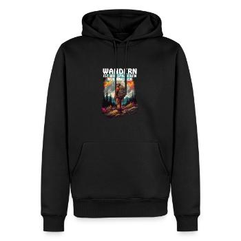 Wandern ist krasser als spazieren - Männer Premium Bio Hoodie - Schwarz - Vorne - Nico (187cm)