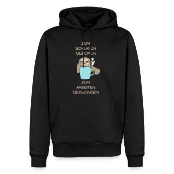 Zum schlafen geboren Faultier lustiger Spruch - Männer Premium Bio Hoodie - Schwarz - Vorne - Nico (187cm)